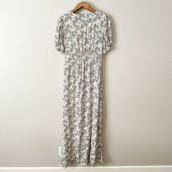 Madewell Puff-Sleeve V-Neck Maxi Dress in Harper Floral Ivory Women's Size 10 - Picture 7 of 15